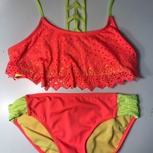 Neon pink and yellow Justice Bikini
